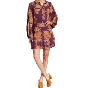 Free People Balloon Sleeve Floral Shirt Dress